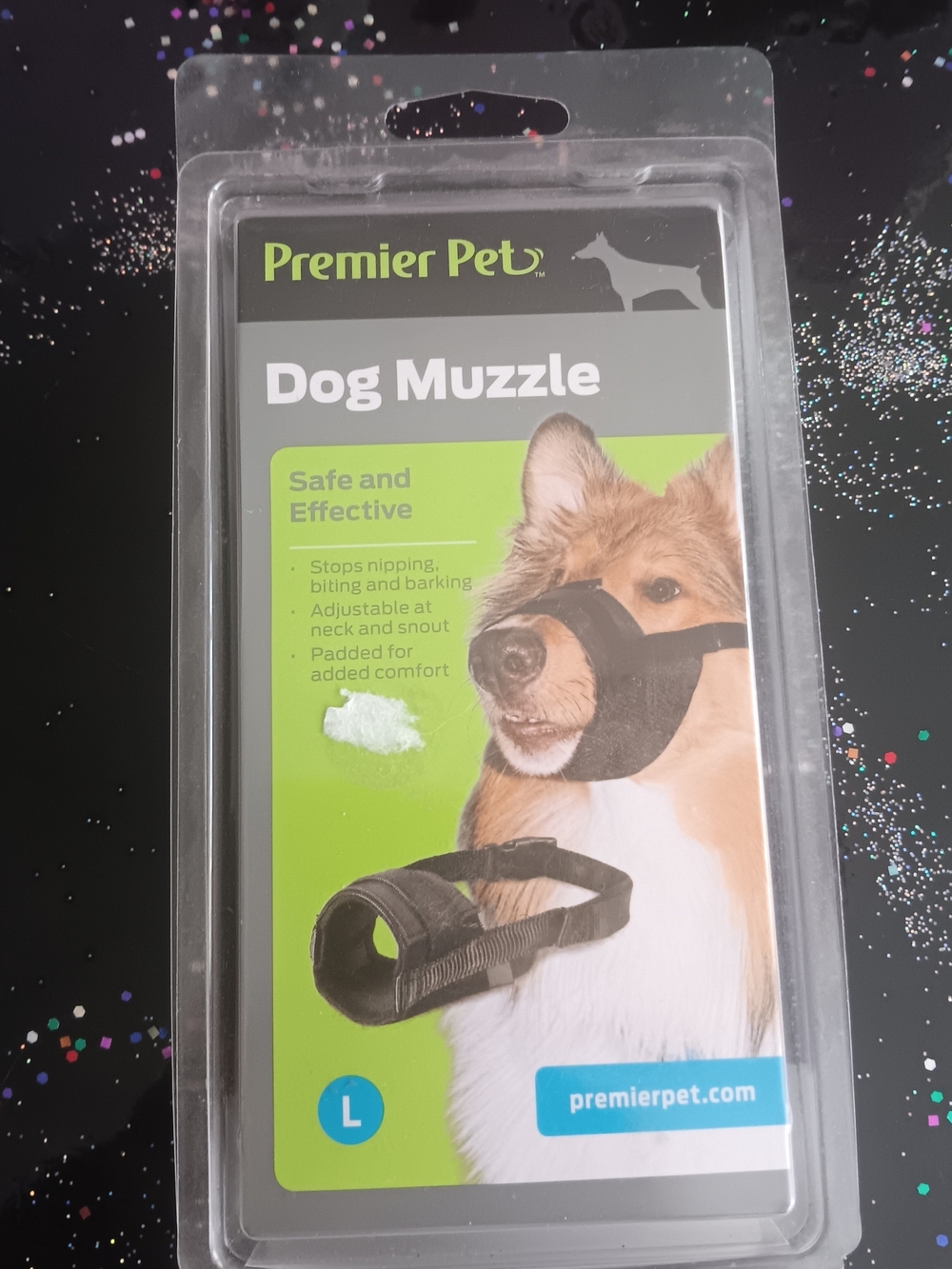 Premier Pet Black Dog Muzzle - Padded, Adjustable